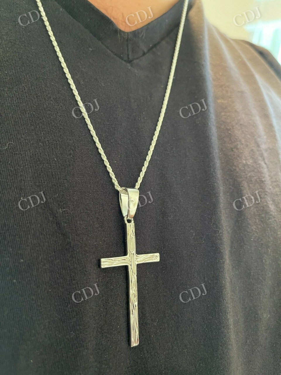 10K Gold Men's Plain Cross Pendant  customdiamjewel   