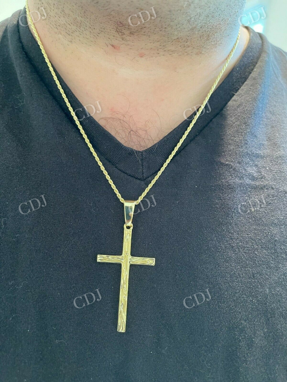 10K Gold Men's Plain Cross Pendant  customdiamjewel   