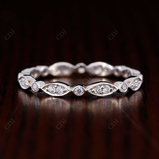 0.25CT Round Cut Real Daimond Art Deco Wedding Band  customdiamjewel 10 KT Solid Gold White Gold VVS-EF