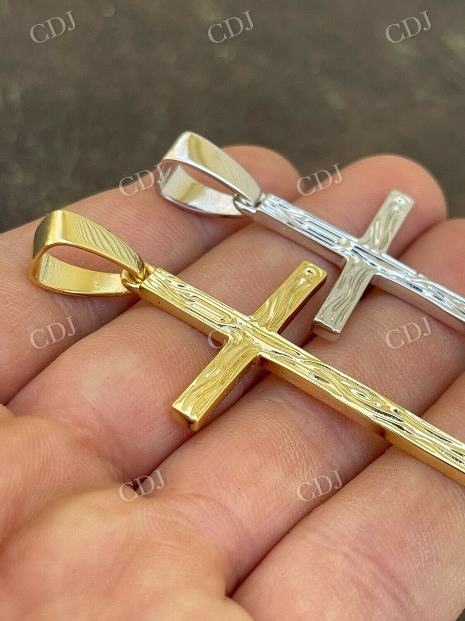 10K Gold Men's Plain Cross Pendant  customdiamjewel   