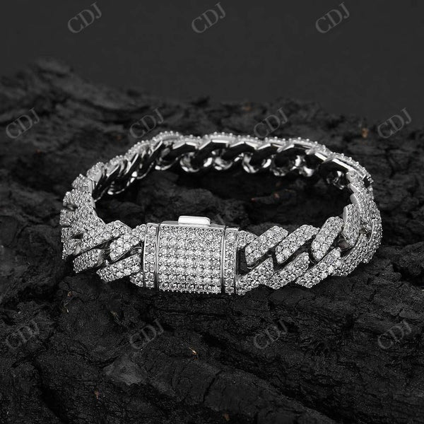 Iced Out Hip Hop Moissanite Diamond Cuban Bracelet  CustomDiamJewel   