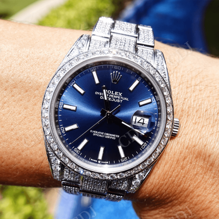 Blue Dial Rolex Diamond Custom Watch  customdiamjewel   