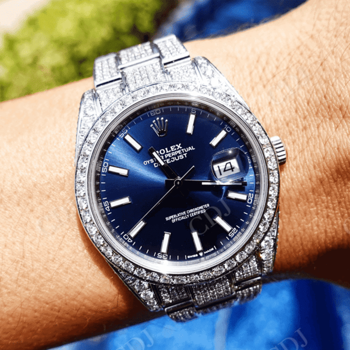 Blue Dial Rolex Diamond Custom Watch  customdiamjewel   