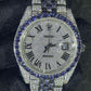 Rolex Diamond Handmade Custom Two Tone White and Blue Moissanite Watch customdiamjewel