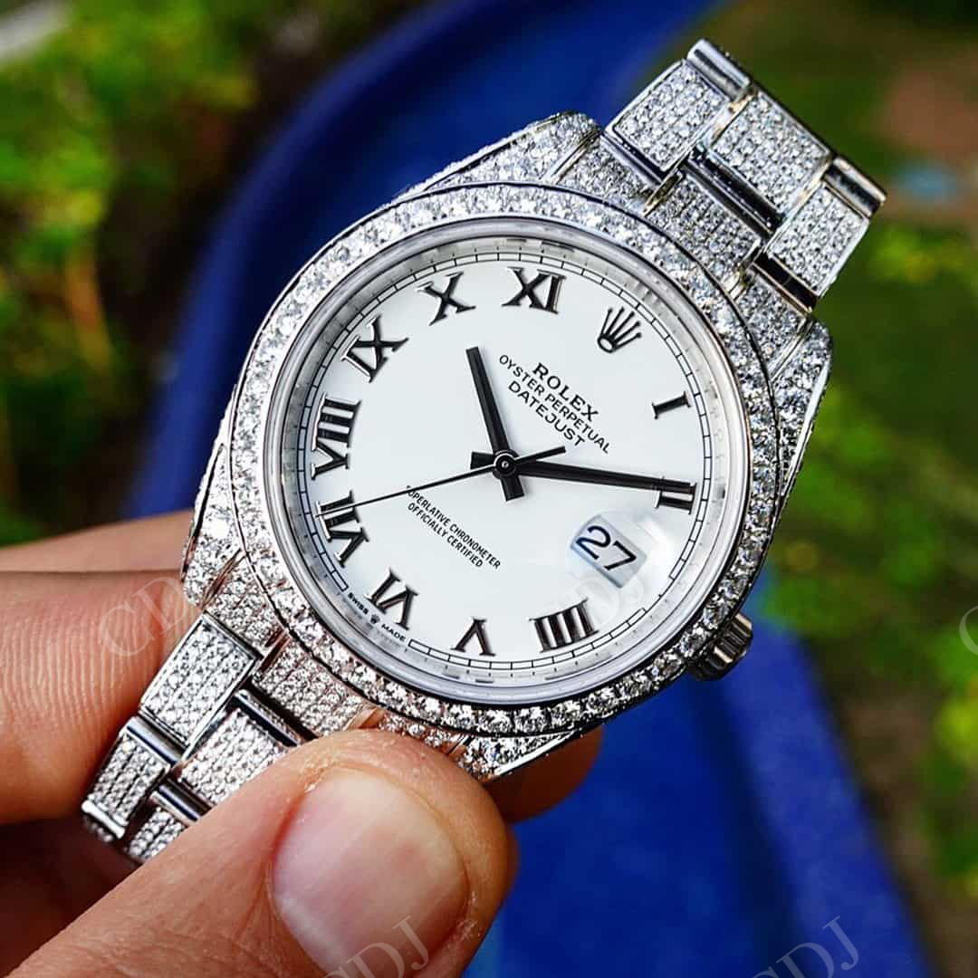 Rolex Datejust Custom Diamond Watch  customdiamjewel   