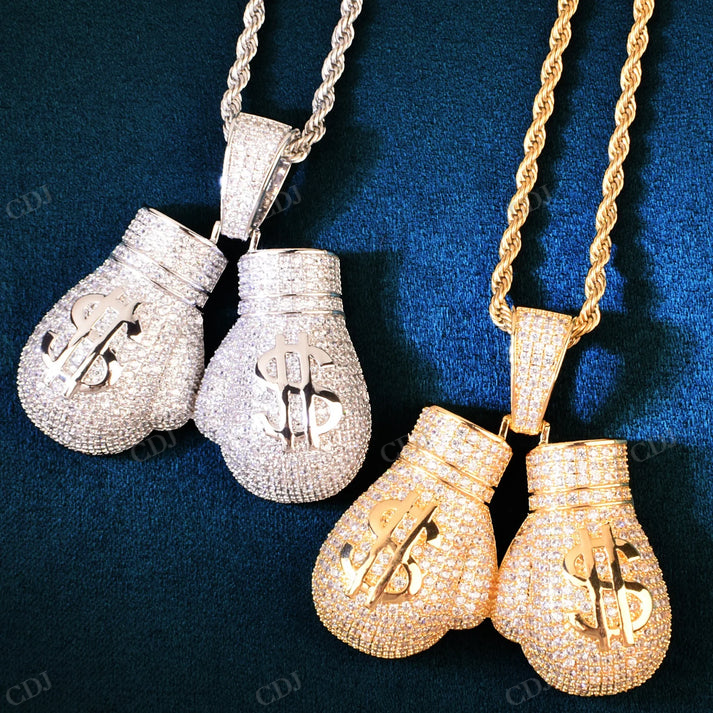 Iced Out Doller Boxing Gloves Pendant hip hop jewelry CustomDiamJewel