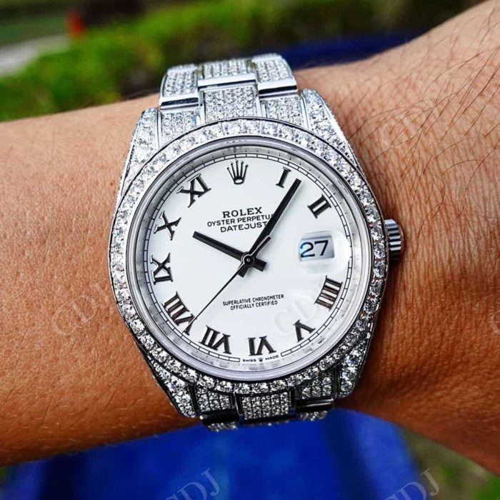 Rolex Datejust Custom Diamond Watch  customdiamjewel   