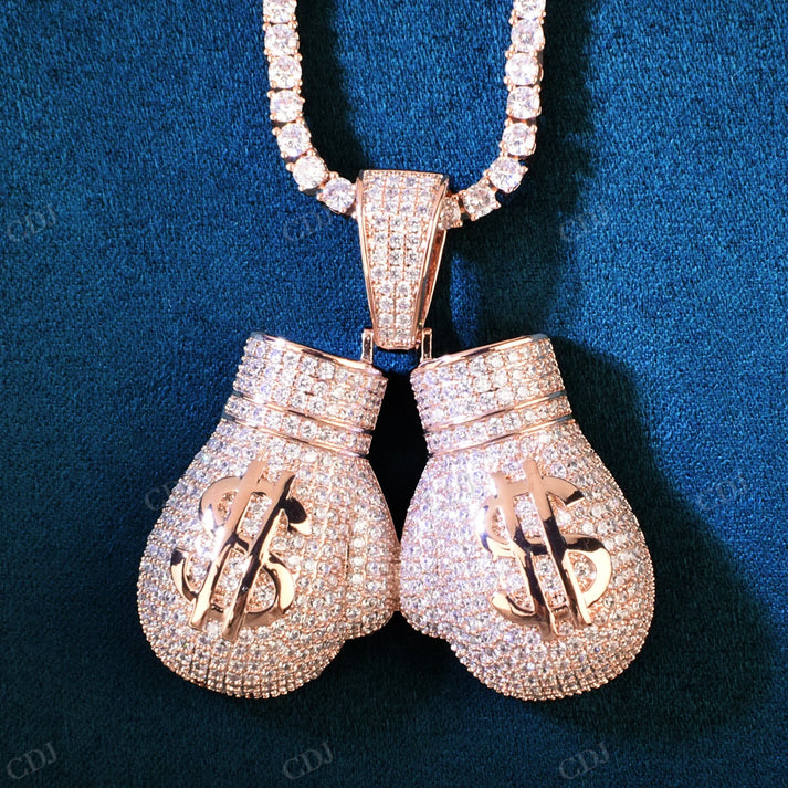 Iced Out Doller Boxing Gloves Pendant hip hop jewelry CustomDiamJewel