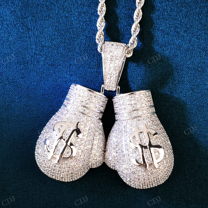 Iced Out Doller Boxing Gloves Pendant hip hop jewelry CustomDiamJewel