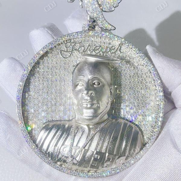 Custom Portrait Iced Out Baugette Cut Diamond Pendant  customdiamjewel   