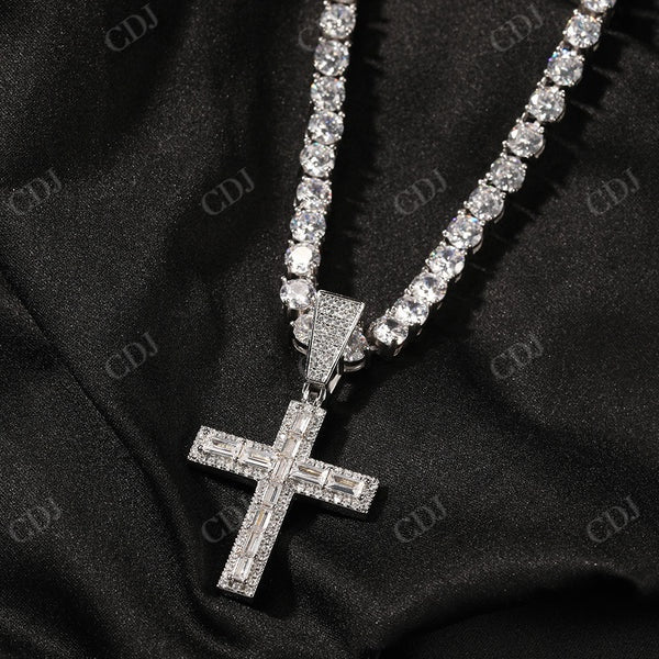 Baguette Diamond Cross Pendant  CustomDiamJewel   