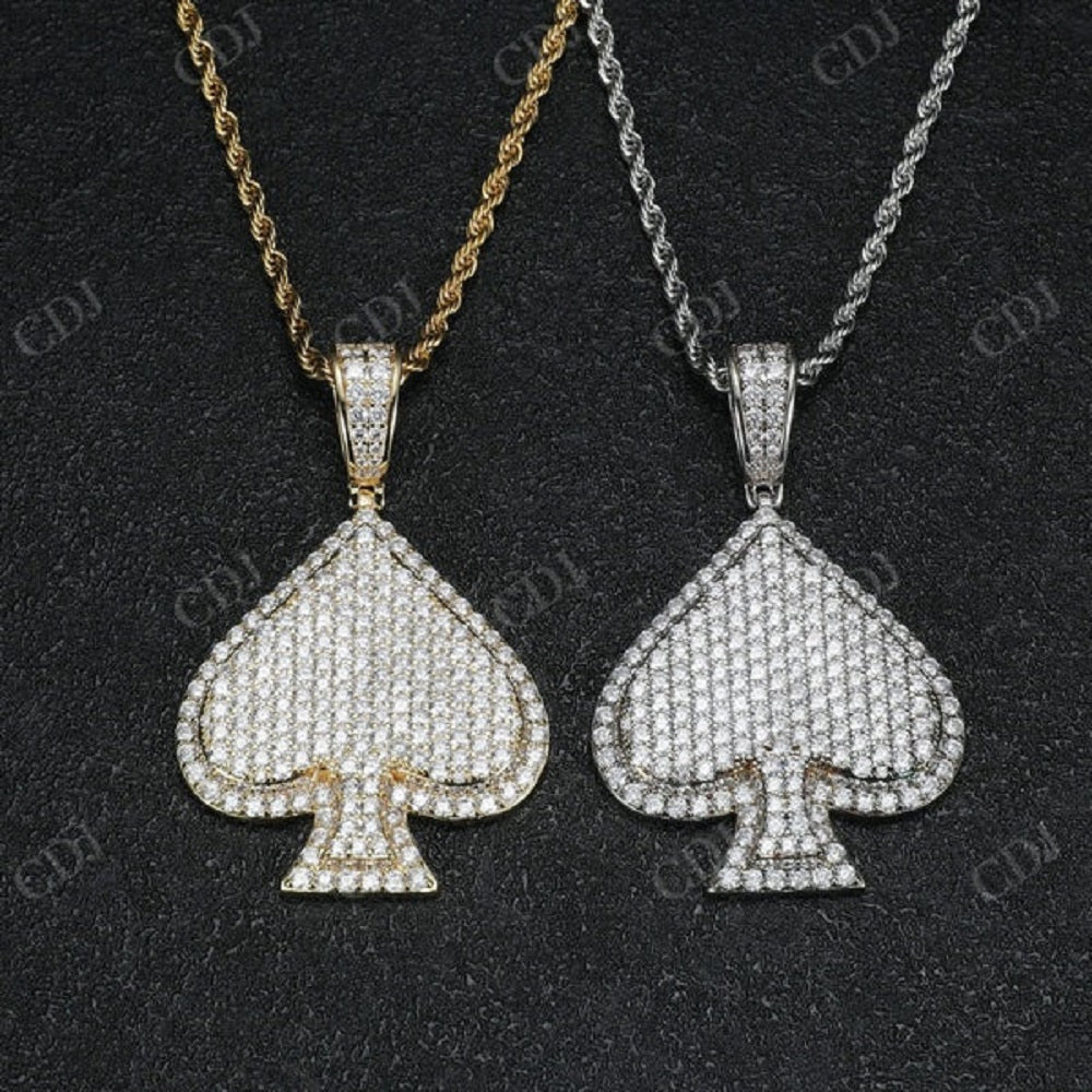 Hip Hop Moissanite Ace Spade Iced Out Pendant  CustomDiamJewel   