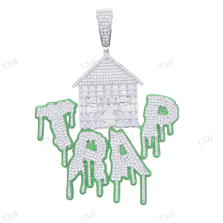 Hip Hop Iced Out TRAP Enamel Letter Home Pendant hip hop jewelry CustomDiamJewel