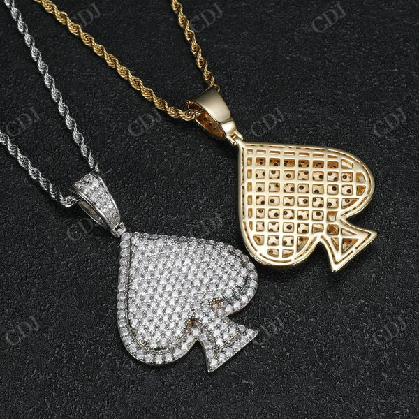 Hip Hop Moissanite Ace Spade Iced Out Pendant  CustomDiamJewel   