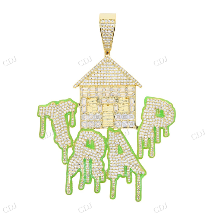 Hip Hop Iced Out TRAP Enamel Letter Home Pendant hip hop jewelry CustomDiamJewel