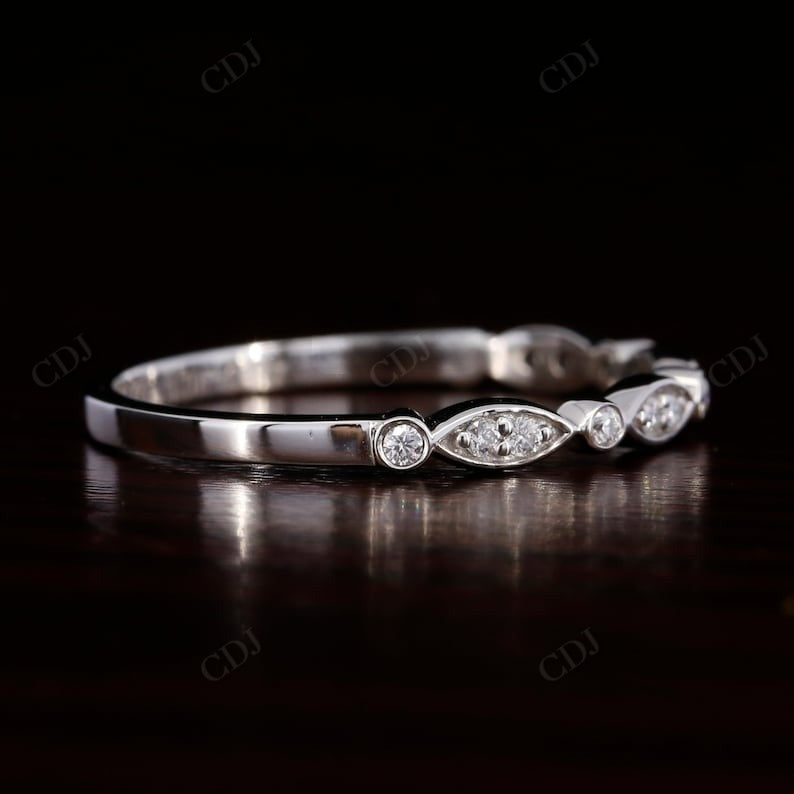 Half Eternity Bezel Round 0.15CTW lab Grown Diamond Wedding Band  customdiamjewel   