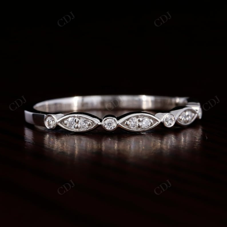 Half Eternity Bezel Round 0.15CTW lab Grown Diamond Wedding Band  customdiamjewel   