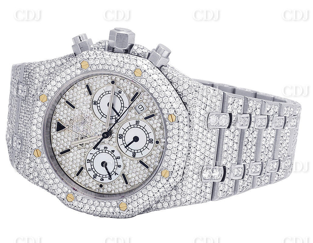 Lab Grown Diamond Watch Bust Down Watch AP Royal Oak Stainless Steel Watch 27.70 CTW (Approx)  customdiamjewel   