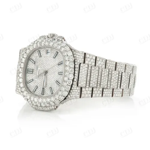 Moissanite Studded Iced Out Hip Hop Watch Automatic Stainless Steel Custom Made Iced Out Watch  customdiamjewel   