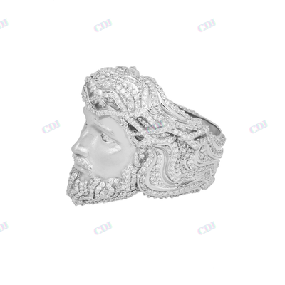 Fully Iced Out 3D Crist Face Hip Hop Male Ring hip hop jewelry CustomDiamJewel