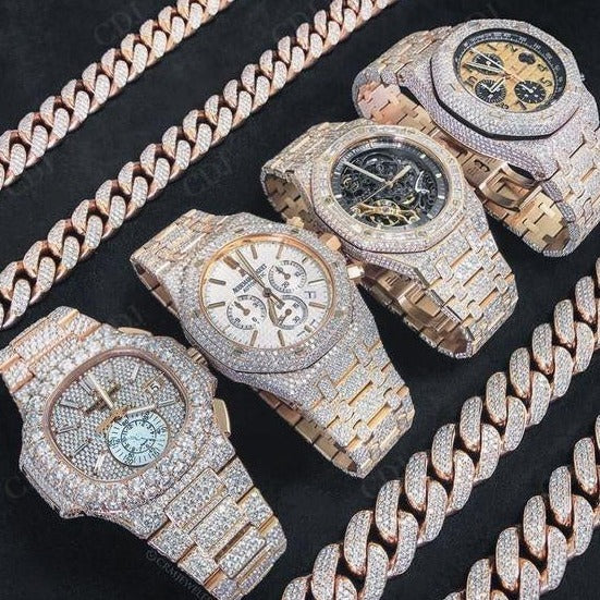 Luxury Handmade Full Iced Out Two Tone Wrist Watch  customdiamjewel   