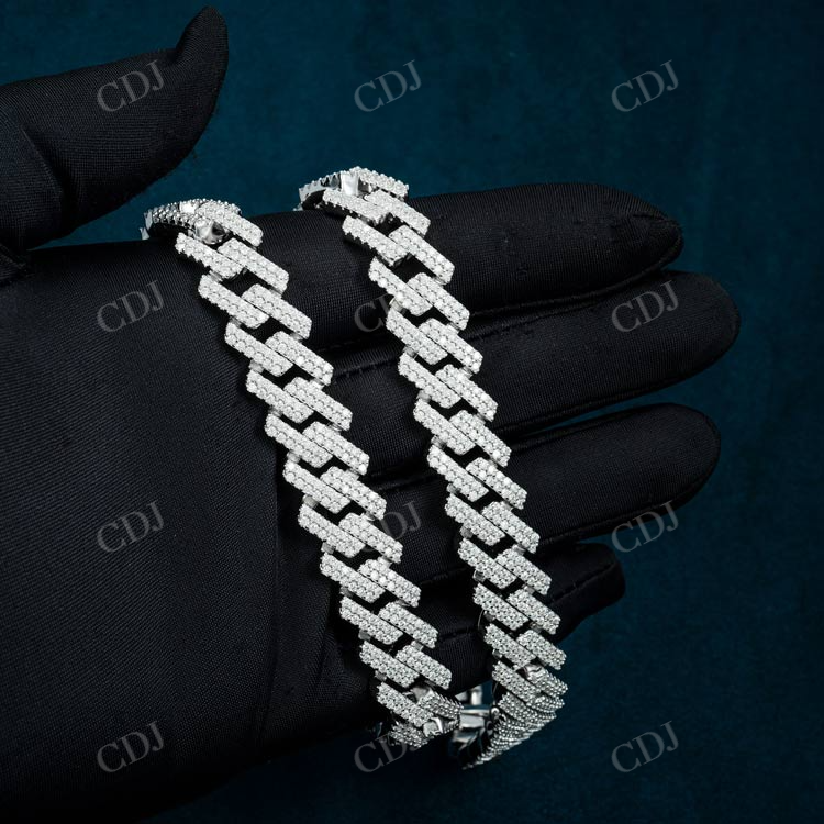 2 Row 13MM Cuban Link Chain In White Gold hip hop jewelry customdiamjewel   