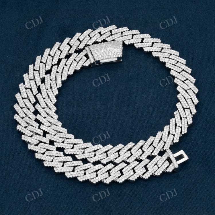 2 Row 13MM Cuban Link Chain In White Gold hip hop jewelry customdiamjewel   