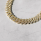 Yellow Gold Plated Diamond Cuban Link Chain Necklace  customdiamjewel   