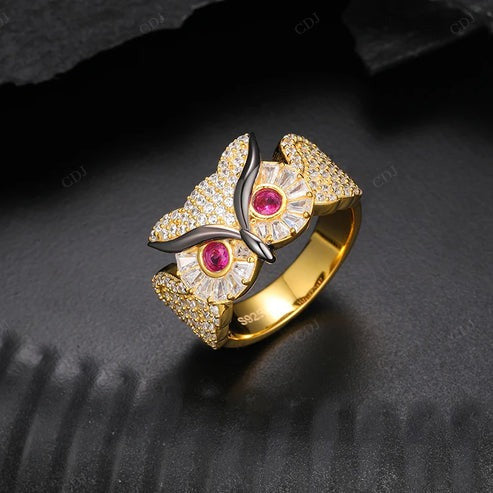 Custom Handmade VVS Diamond Owl Ring For Men's hip hop jewelry CustomDiamJewel