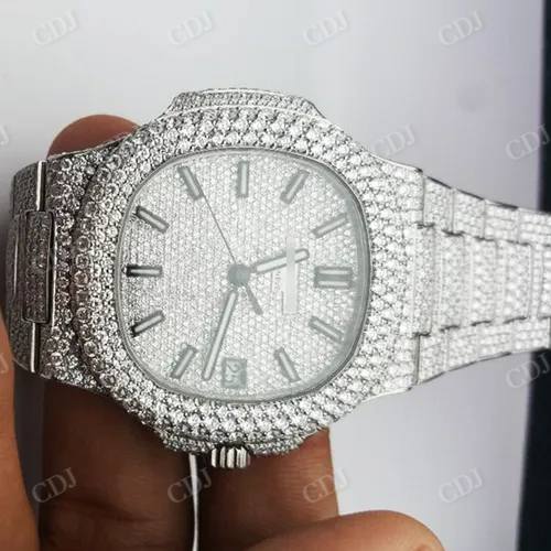 Moissanite Studded Iced Out Hip Hop Watch Automatic Stainless Steel Custom Made Iced Out Watch  customdiamjewel   