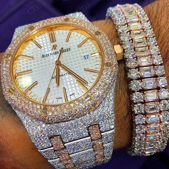 Luxury Handmade Full Iced Out Two Tone Wrist Watch  customdiamjewel   