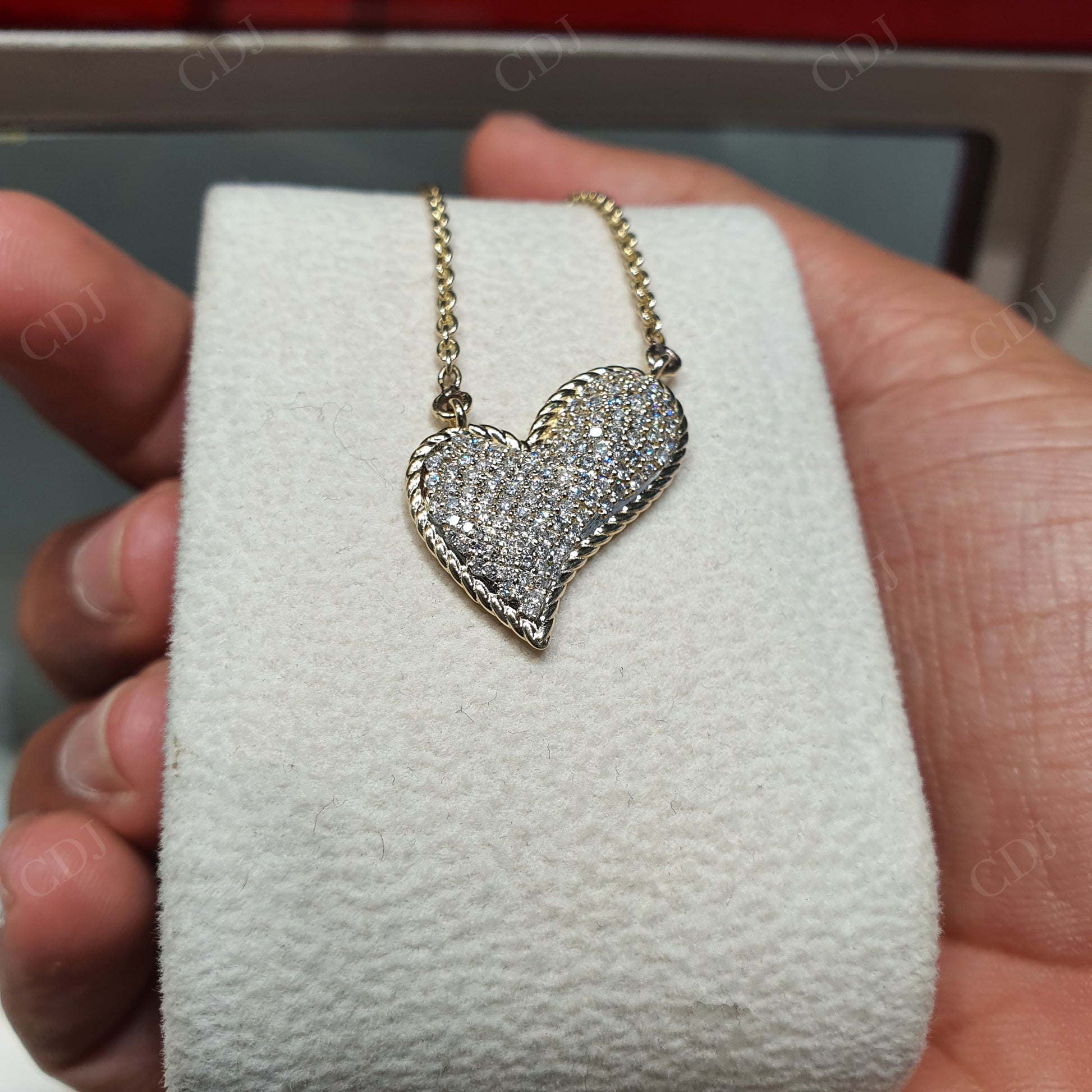 14K Gold Heart Shape CVD Diamond Pendant hip hop jewelry customdiamjewel   