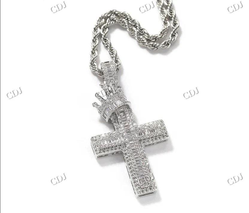 Solid Gold Diamond Cross Design Hip Hop Pendant For Men hip hop jewelry CustomDiamJewel