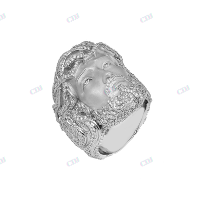 Fully Iced Out 3D Crist Face Hip Hop Male Ring hip hop jewelry CustomDiamJewel