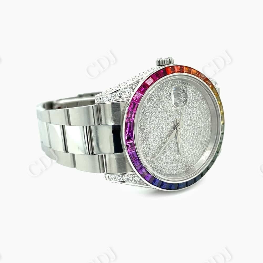 Rainbow Bezel Rolex Custom Diamond Watch  customdiamjewel   