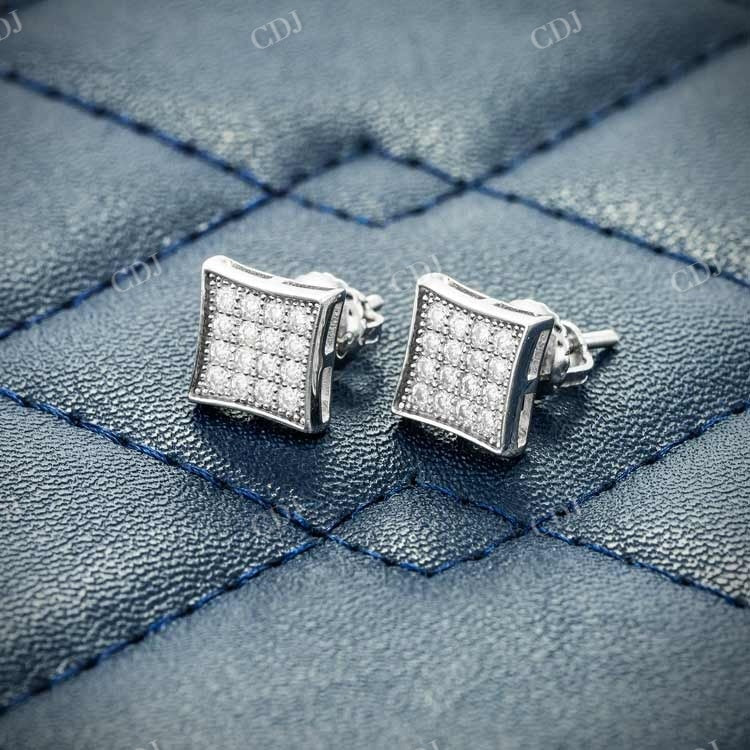 Solid White Gold Square Stud Hip Hop Earring hip hop jewelry customdiamjewel   