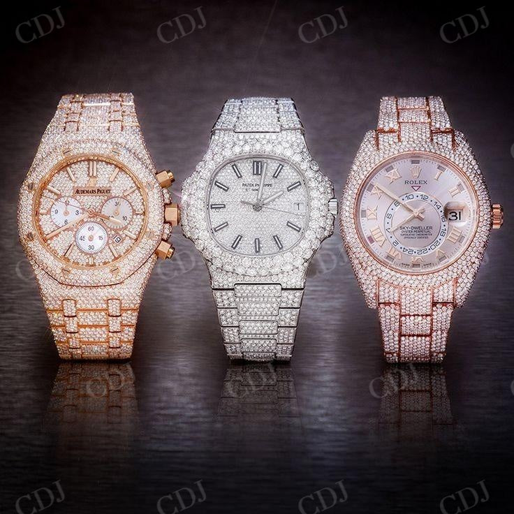 Rolex Iced Out Diamond Studded Wrist Watch  customdiamjewel   