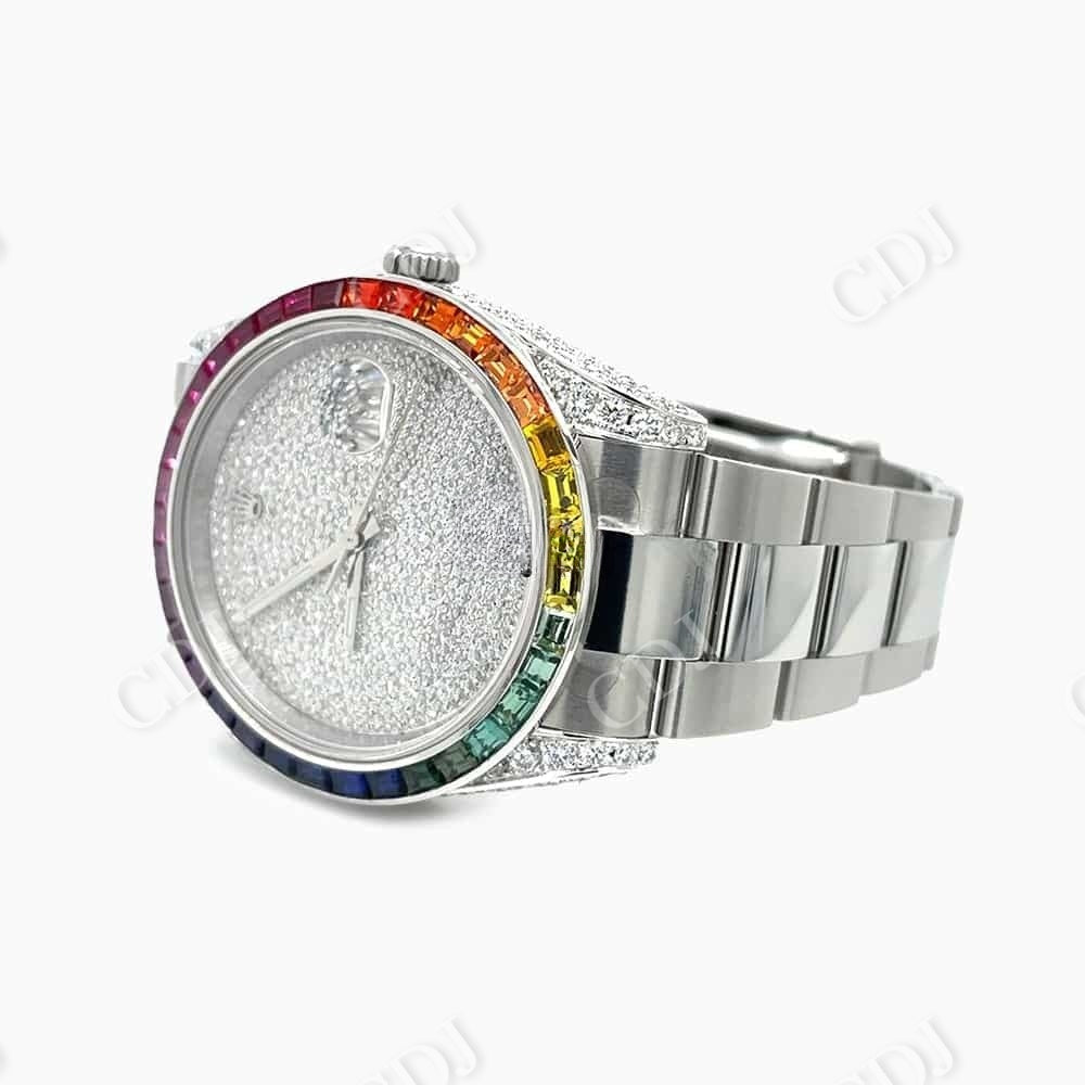 Rainbow Bezel Rolex Custom Diamond Watch  customdiamjewel   