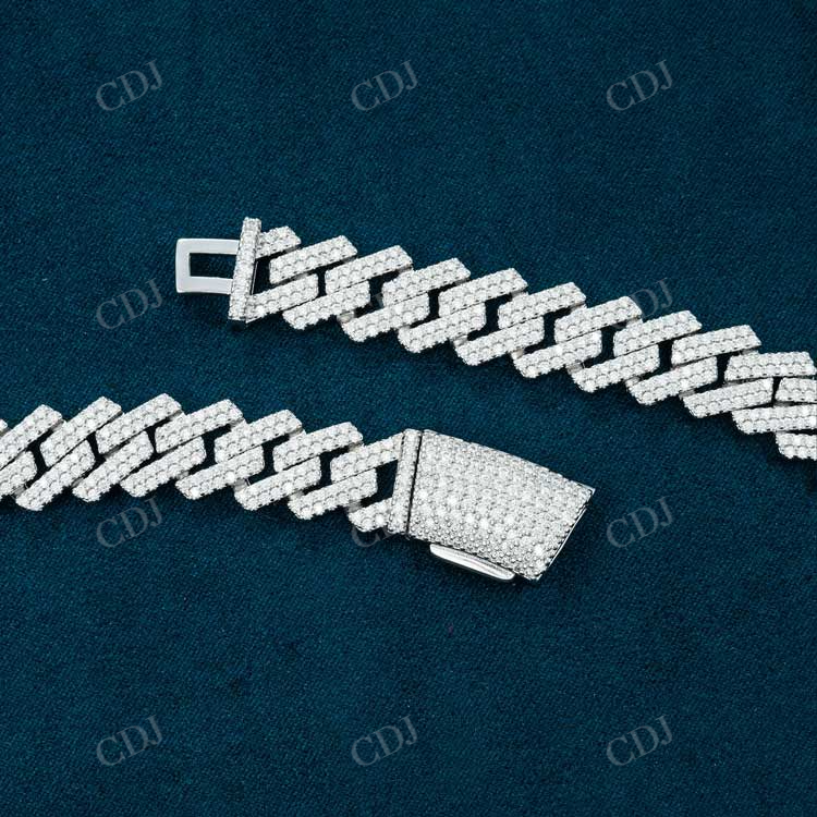 2 Row 13MM Cuban Link Chain In White Gold hip hop jewelry customdiamjewel   