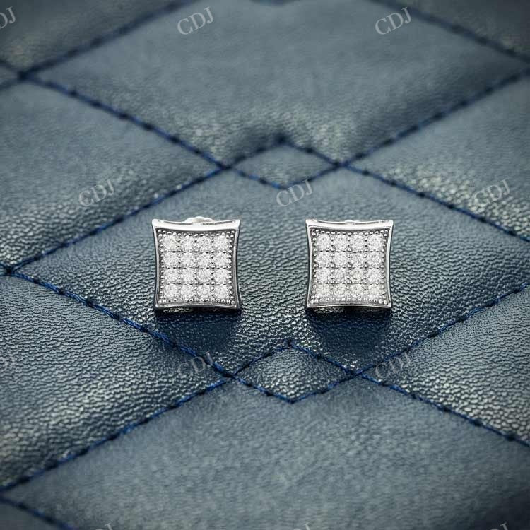 Solid White Gold Square Stud Hip Hop Earring hip hop jewelry customdiamjewel   