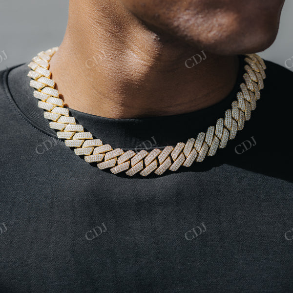 Yellow Gold Plated Diamond Cuban Link Chain Necklace  customdiamjewel   