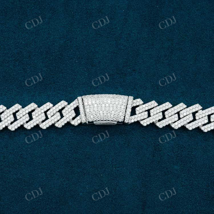 2 Row 13MM Cuban Link Chain In White Gold hip hop jewelry customdiamjewel   