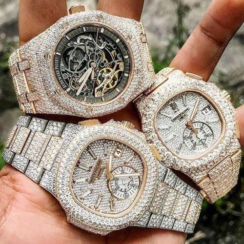 Luxury Handmade Full Iced Out Two Tone Wrist Watch  customdiamjewel   