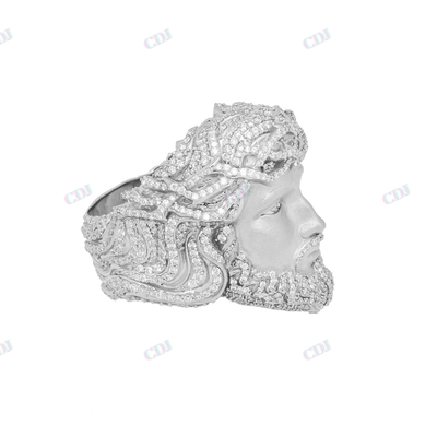 Fully Iced Out 3D Crist Face Hip Hop Male Ring hip hop jewelry CustomDiamJewel