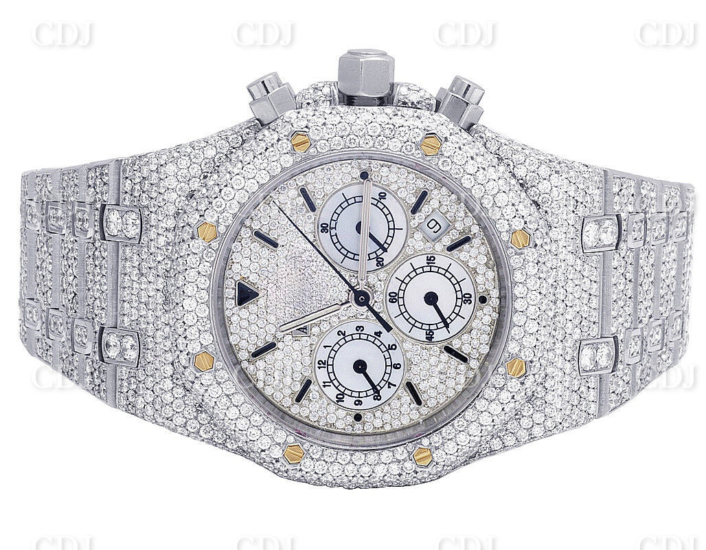 Lab Grown Diamond Watch Bust Down Watch AP Royal Oak Stainless Steel Watch 27.70 CTW (Approx)  customdiamjewel   