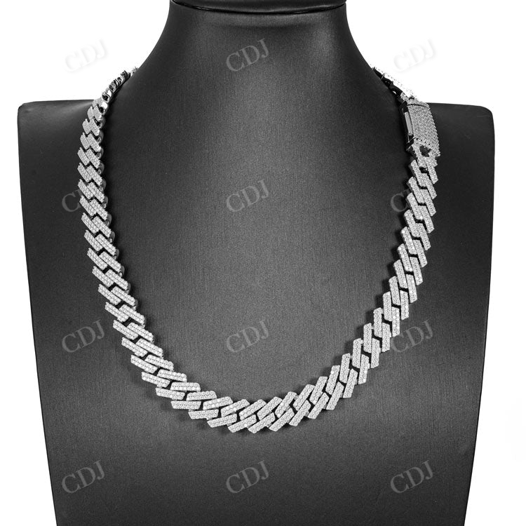 2 Row 13MM Cuban Link Chain In White Gold hip hop jewelry customdiamjewel   