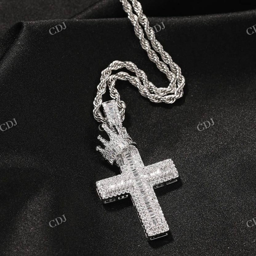 Solid Gold Diamond Cross Design Hip Hop Pendant For Men hip hop jewelry CustomDiamJewel