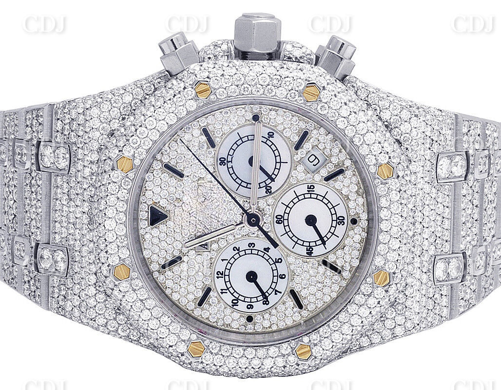 Lab Grown Diamond Watch Bust Down Watch AP Royal Oak Stainless Steel Watch 27.70 CTW (Approx)  customdiamjewel   