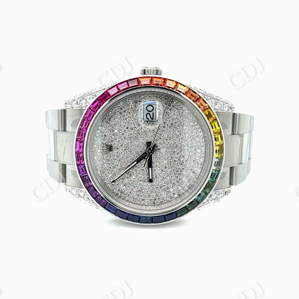 Rainbow Bezel Rolex Custom Diamond Watch  customdiamjewel   