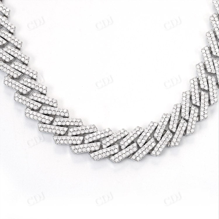 2 Row 13MM Cuban Link Chain In White Gold hip hop jewelry customdiamjewel   